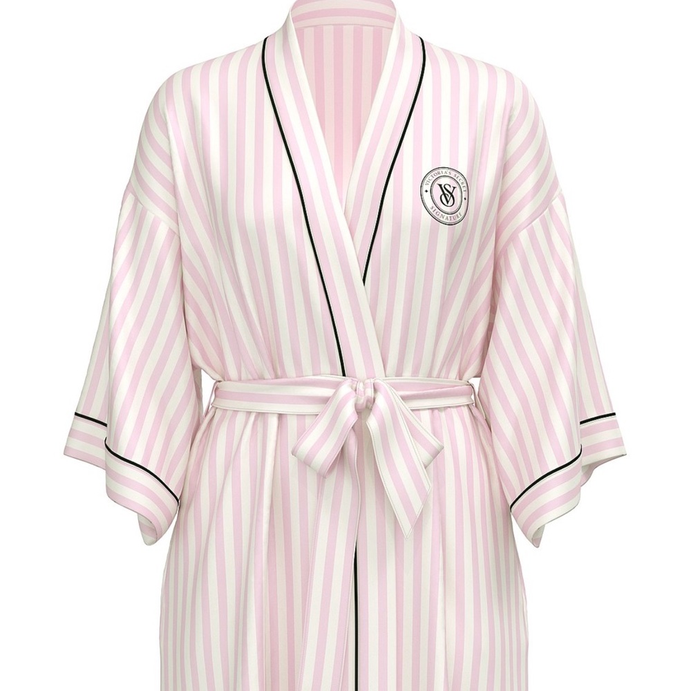 Victoria's Secret Light Pink and White Striped Robe